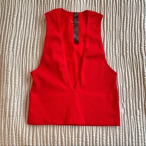 Red Ribbed Tank Top, Urban Outfitters BDG size S